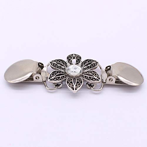 Careor - Juego de 2 clips para suéter, color dorado y plateado con cuentas, perlas elegantes, clip para cuello de cárdigan