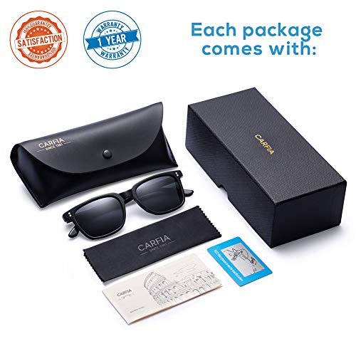 Carfia Gafas de Sol Hombre Mujer Polarizadas UV400 Protección Retro Acetato Marco Conducción Glasses