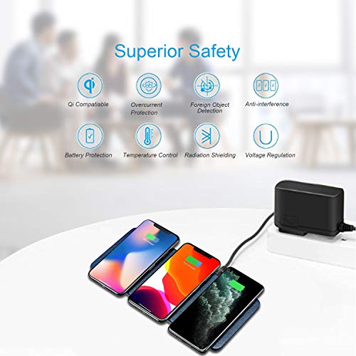 Cargador Inalámbrico Rápido, JE 30W Qi Fast Wireless Charger para iPhone 11/11 Pro/11 Pro Max/XS MAX/XR/XS/X/8Plus/8, Airpods, Samsung Galaxy Serie, Xiaomi, Huawei