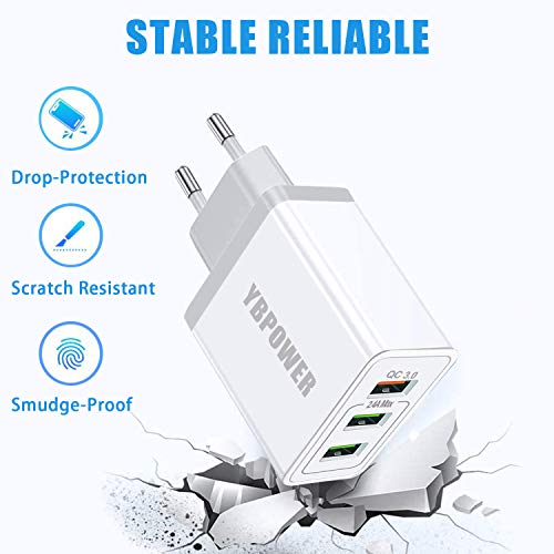 Cargador Usb Multiple Carga Rapida para Samsung A71 A50 A70 A40 A20E A30S A80 A90 A11 A21 A31,Galaxy A3 A5 2017,A8 A9 2018,Sony xperia XA1 XA2,L3 L2 L1 L4,XZ1 XZ2 XZ3 XZ,3 Puertos:QC 3.0/5.4A+2M Cable