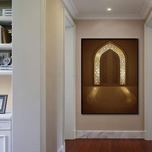Cartel lienzo pintura islámica puerta retroiluminada impresión decoración del hogar arte de la pared imágenes para la decoración de la sala de estar