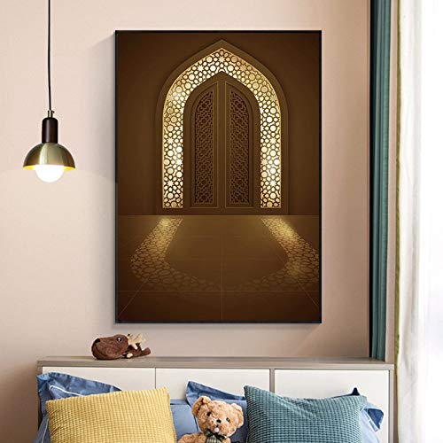 Cartel lienzo pintura islámica puerta retroiluminada impresión decoración del hogar arte de la pared imágenes para la decoración de la sala de estar