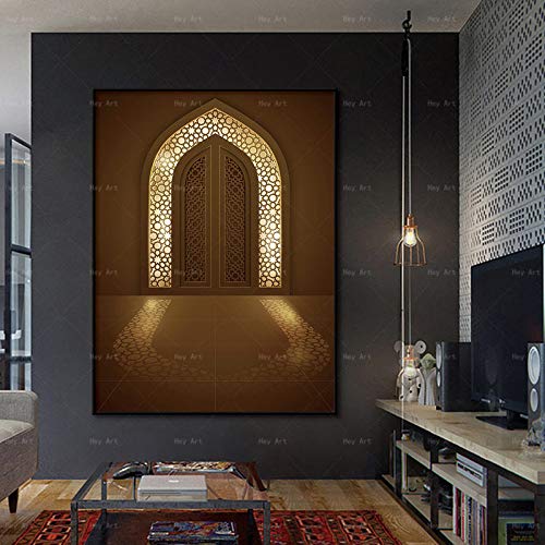 Cartel lienzo pintura islámica puerta retroiluminada impresión decoración del hogar arte de la pared imágenes para la decoración de la sala de estar
