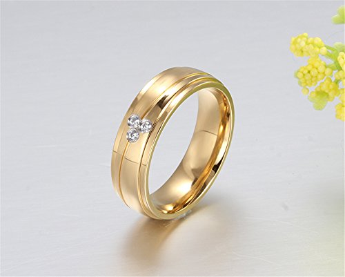 CARTER PAULas alianzas de Boda Anillo de Acero Inoxidable del Diamante de la CZ 18K del Oro de la Pareja, Las Mujeres, el Tamaño 12