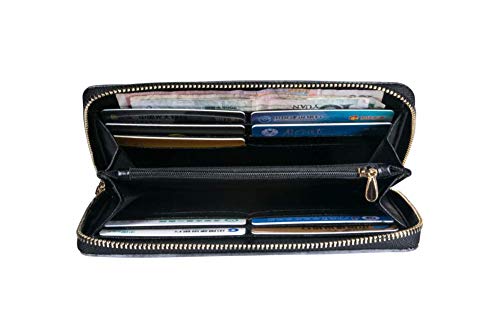 Cartera con Cremallera Alrededor de la Mujer y Cartera para el teléfono, diseño de Parque de Atracciones de Invierno, Bolso de Viaje de Piel, Organizador de Tarjetas, Carteras Color 2 8.07x1x4.53 in