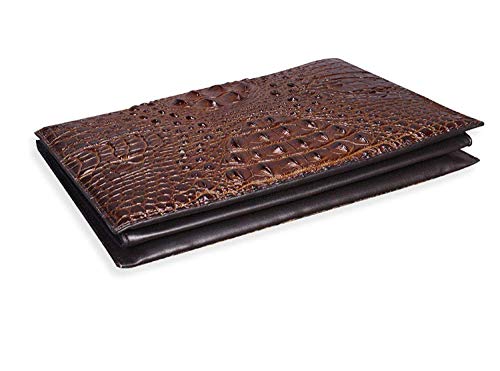 Cartera de Cuero del Embrague de los Hombres de la Cremallera del Embrague del patrón del cocodrilo del Cuero del Embrague Monedero Clave de Casos y Brown_20 * 29 * 3cm SHIYUE