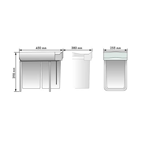 Casaenorden - Cubo de Basura extraíble con extracción Manual para Mueble de Cocina - Capacidad 21 litros