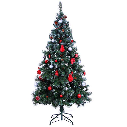 Casaria Deuba Árbol de Navidad con piñas y Nieve Artificial Ramas con Efecto Nieve de 180 cm con 705 Puntas con Base decoración