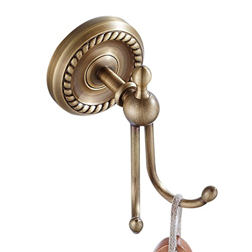 Case Wind Antiguo latón cuarto de baño Set de accesorios 4 unidades, toalla gancho Soporte para papel higiénico Anillo toallero de barra All latón construcción para taladrar