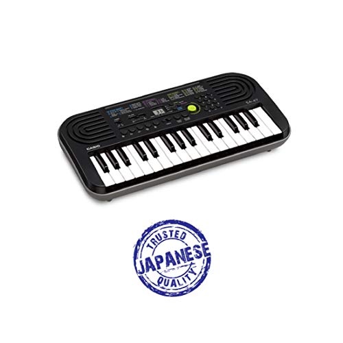 Casio SA-47 - Miniteclado electrónico para niños con 32 teclas y altavoces incorporados, negro/gris