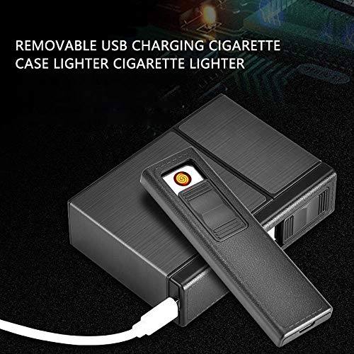 Caso de Cigarrillo con encendedores, leegoal USB Recargable Encendedor eléctrico, Metal Completo Pack 20 Regular Cigarrillos Titular, a Prueba de Viento flameless Cigarrillos Caja King Size