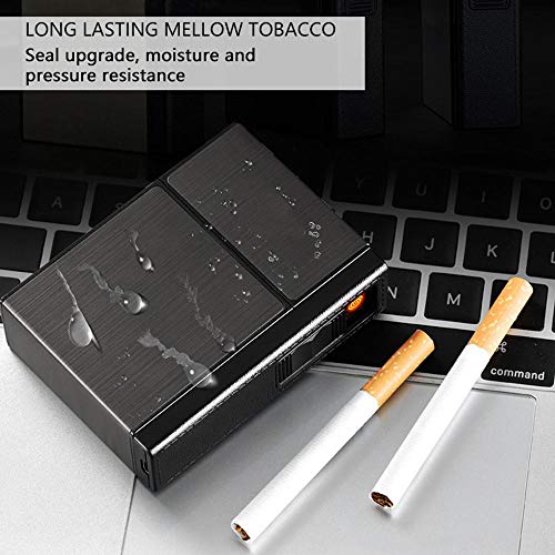 Caso de Cigarrillo con encendedores, leegoal USB Recargable Encendedor eléctrico, Metal Completo Pack 20 Regular Cigarrillos Titular, a Prueba de Viento flameless Cigarrillos Caja King Size