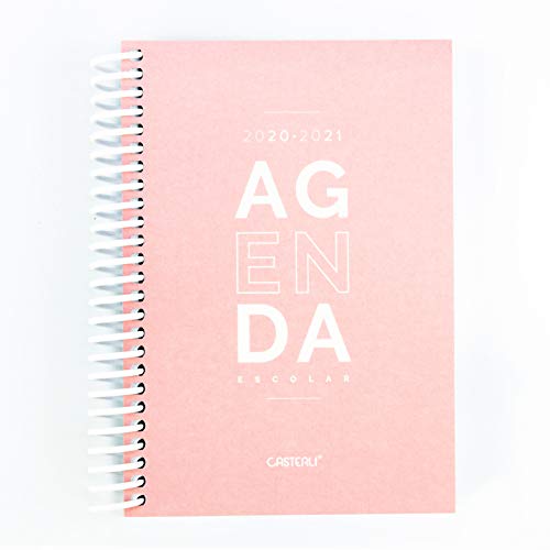Casterli - Agenda Escolar 2020-2021 Basic Edition - Día Página, Tamaño A6 (Rosa)