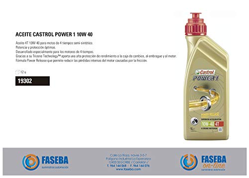 Castrol 15043E Aceite DE Motor Power 1 4T 10W40 1 Litro, Dorado, 1L