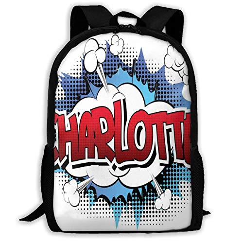 Casual Mochila,Messenger Bag,Morral Cotidiano,Daypacks,Bandolera,Nombre Femenino con Orígenes Franceses En Diseño De Dibujos Animados Retro Efecto De Explosión Y Puntos Mujeres Y Hombres Mochila Inf