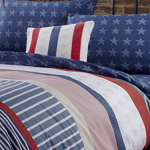 Catherine Lansfield Stars & Stripes - Funda nórdica y funda de almohada cama, 220 x 220 cm, color azul