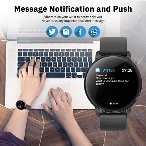 CatShin Smartwatch, Reloj Inteligente para Hombre Mujer, CS06 IP68 Impermeable Reloj de Fitness con Podómetro Pulsómetros Caloría, Pulsera Actividad Inteligente para Android iOS (Negro)