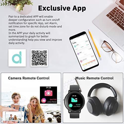 CatShin Smartwatch, Reloj Inteligente para Hombre Mujer, CS06 IP68 Impermeable Reloj de Fitness con Podómetro Pulsómetros Caloría, Pulsera Actividad Inteligente para Android iOS (Negro)