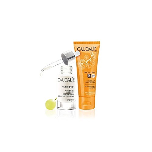 CAUDALIE Vinoperfect Sérum Resplandor Antimanchas 30ML + CAUDALIE Soleil Divin. Tratamiento Solar Facial FPS50 40Ml.