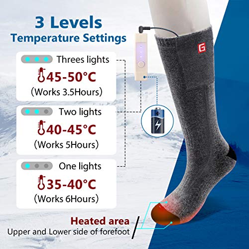 CAVEEN Calcetines Térmicos Eléctricos - Tres Clase del Temperatura Calcetines Calentadores para Esquiar, Aire Libre Deporte de Hombre, Mujer (M, Negro)