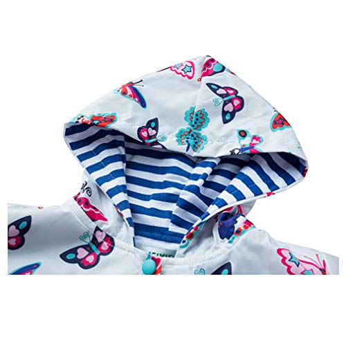 Cazadora Chica Impermeable a Prueba De Agua Para Niñas Primavera y Otoño Abrigo Con Capucha De Manga Larga 2-6 Años (Mariposas Multicolores)