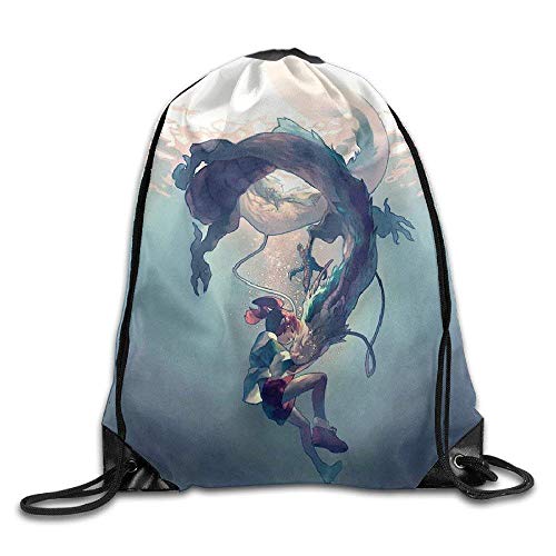Ccsoixu Oscar-Winning Animated Film Spirited Away Drawstring Backpack Sack Bag，Drawstring Bag Sport Gym Backpack Gym Bag for Men and Women