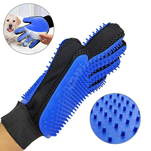 CCWELL Guante para cepillo de animales Guante para quitar el pelo de doble cara para mascotas, perros y gatos Cepillos de masaje para baño Herramienta de piel para pieles largas y cortas