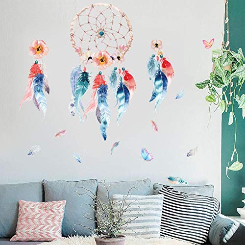 CCYUANG Pegatina De Pared Adesivie Dream Catcher Series Pintura De Decoración De Pared De Aula De Dormitorio Que Combina con El Color Rojo Y Azul