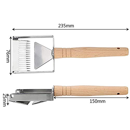 CCZMD Multiusos Tenedor de Corte de la Miel para raspar la Miel Pala rascador Herramienta de Colmena Marco de la jerarquía de Acero Inoxidable Miel Apicultura Desoperculador Tenedor raspado Pala