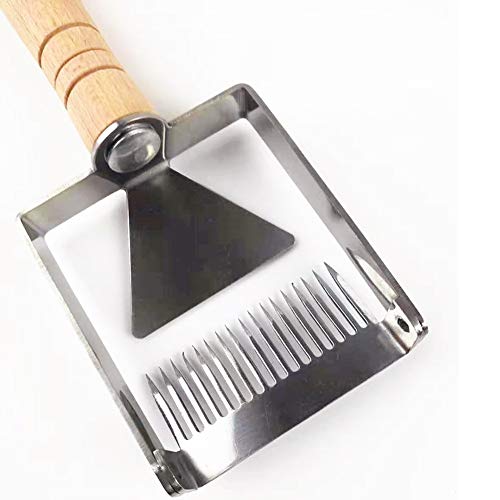 CCZMD Multiusos Tenedor de Corte de la Miel para raspar la Miel Pala rascador Herramienta de Colmena Marco de la jerarquía de Acero Inoxidable Miel Apicultura Desoperculador Tenedor raspado Pala