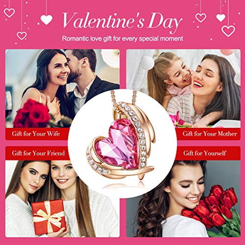 CDE Amor Corazon Collar Colgante para Mujeres 18K Blanco/Oro Collares Joyas Regalos de cumpleaños（Rosado）