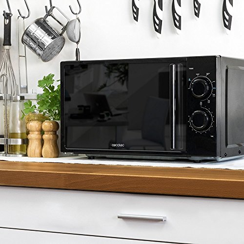 Cecotec All Black Grill - Microondas con Grill, Capacidad de 20l, 700 W, grill de 900W, 9 Niveles Funcionamiento, Temporizador 30 min, Modo Descongelar, Negro