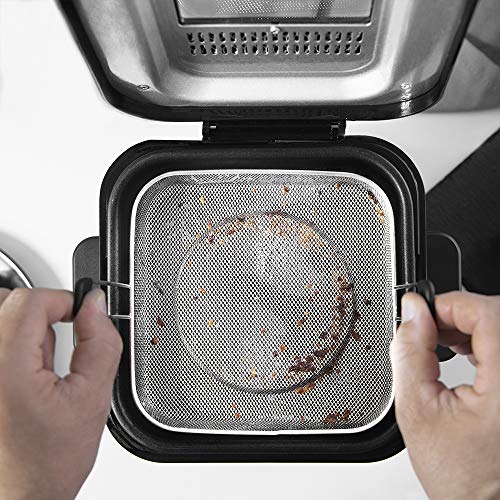 Cecotec Freidora eléctrica CleanFry Infinity 1500. Freidora de Aceite de 1,5 litros de Capacidad, 900W de Potencia, Filtro OilCleaner, Cubeta Antiadherente, Tapa con Filtro y Ventana de Control.