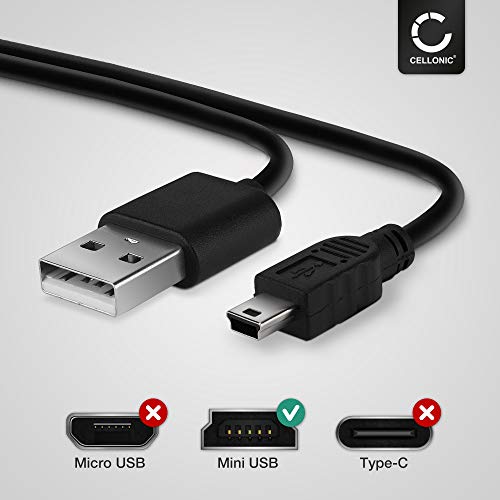 CELLONIC® Cable USB Datos 1m Compatible con Nokia N95 / 6300/6110 / 5300/5200 / E51 / E90 / N-Gage Cable de Carga Mini USB a USB A 2.0 2A Negro conexión USB PVC