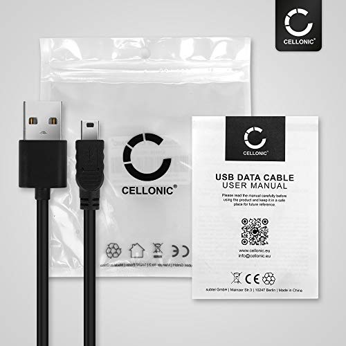 CELLONIC® Cable USB Datos 1m Compatible con Nokia N95 / 6300/6110 / 5300/5200 / E51 / E90 / N-Gage Cable de Carga Mini USB a USB A 2.0 2A Negro conexión USB PVC