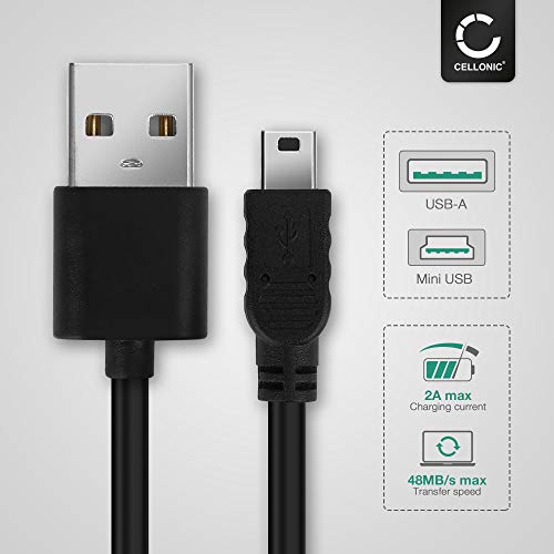 CELLONIC® Cable USB Datos 1m Compatible con Nokia N95 / 6300/6110 / 5300/5200 / E51 / E90 / N-Gage Cable de Carga Mini USB a USB A 2.0 2A Negro conexión USB PVC