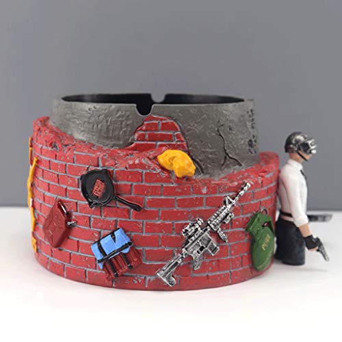 Cenicero de Resina con Tapas de múltiples Funciones Creativo Cenicero Retro Diversión Ash Bandeja de Almacenamiento Adornos Regalo for los Amigos (Color : A)