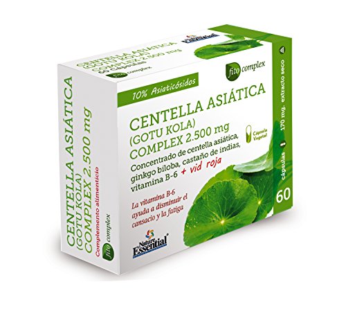 Centella asiatica complex 2500 mg 60 cápsulas vegetales con castaño de indias, vid roja, ginkgo biloba y vitamina B-6