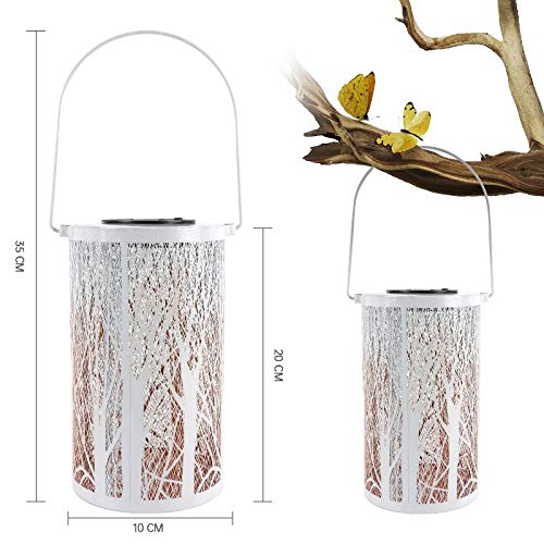 Centro de atención al aire libre Retro Garden Lámpara Solar Hueco En La Hoja Tronco Sombra Linterna Colgando Lámpara Hueca Iluminación Al Aire Libre Impermeable Lámpara De Paisaje