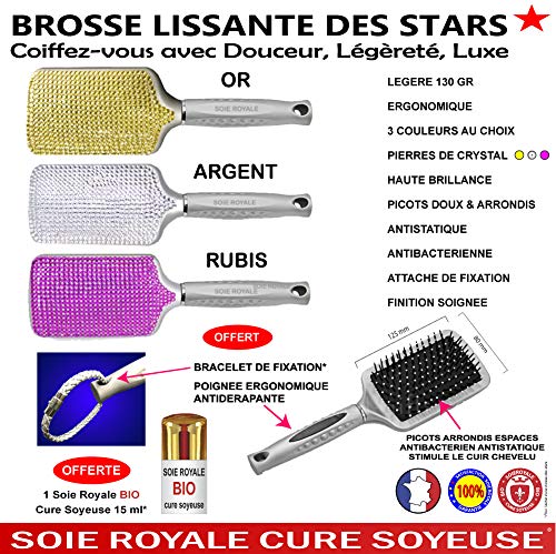 Cepillo cabello des Stars pedrería de cristal rubí liso démêle con brillo ULTRA ligera antiestático mango antideslizante Nano térmica 1 seda Royale Bio Cure Soyeuse 15 ml Offerte