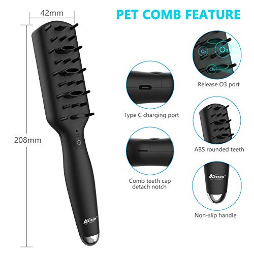 Cepillo de Aseo de Mascotas, Esterilización de Ozono Eléctrica Inteligente Mascotas Alivio de Presión Masaje Peine Herramienta de Aseo - La Mejor Eficiencia de Desodorización para Perros y Gatos