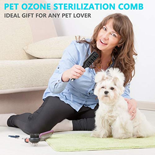 Cepillo de Aseo de Mascotas, Esterilización de Ozono Eléctrica Inteligente Mascotas Alivio de Presión Masaje Peine Herramienta de Aseo - La Mejor Eficiencia de Desodorización para Perros y Gatos
