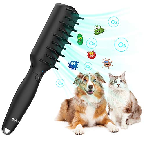 Cepillo de Aseo de Mascotas, Esterilización de Ozono Eléctrica Inteligente Mascotas Alivio de Presión Masaje Peine Herramienta de Aseo - La Mejor Eficiencia de Desodorización para Perros y Gatos