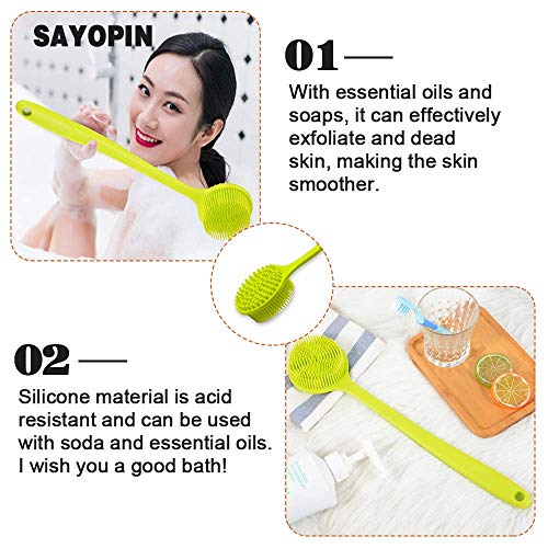 Cepillo de baño de Sayopin, cepillo corporal con mango largo, cepillo de masaje, cepillo de espalda y guantes de ducha, solución para la cara, axila, piernas, cuello