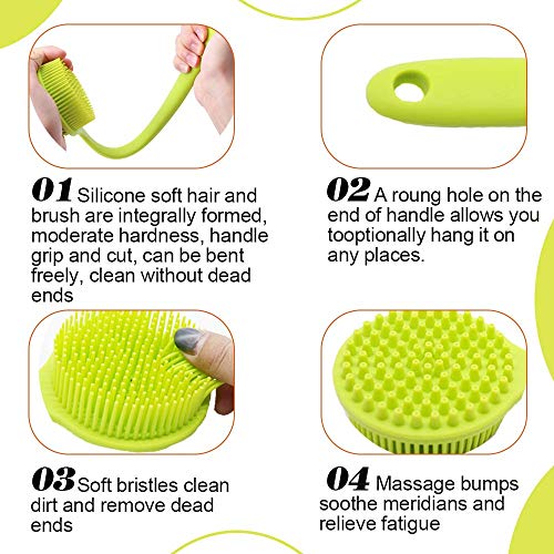 Cepillo de baño de Sayopin, cepillo corporal con mango largo, cepillo de masaje, cepillo de espalda y guantes de ducha, solución para la cara, axila, piernas, cuello
