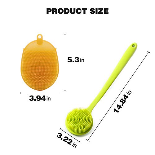 Cepillo de baño de Sayopin, cepillo corporal con mango largo, cepillo de masaje, cepillo de espalda y guantes de ducha, solución para la cara, axila, piernas, cuello