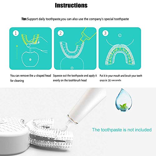 Cepillo de dientes eléctrico V-WHITE 360 ° Cepillo de dientes automático para blanquear los dientes con 4 modos opcionales, base de carga inalámbrica