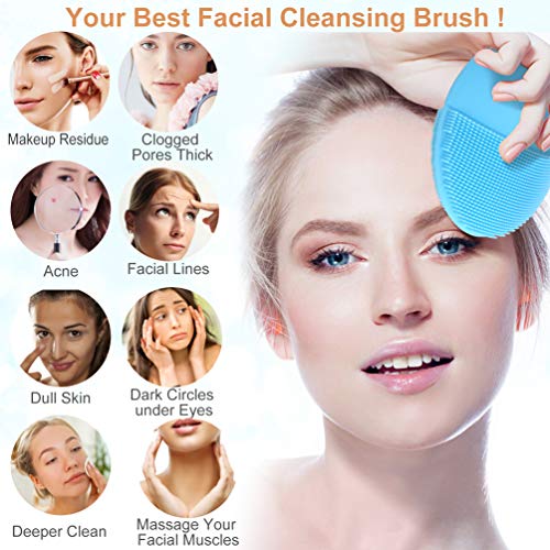 Cepillo de limpieza facial, cepillo masajeador eléctrico de silicona para la cara, resistente al agua,herramienta de maquillaje para pulir y exfoliar faciales