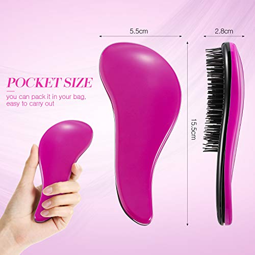 Cepillo de Pelo Desenredante sin Enredos para Mujeres, Niñas y Niños Tipos de Cabello Húmedo, Seco, Fino, Afro, Grueso, Ondulado, Rizado o Flaco (Rosa Rojo)