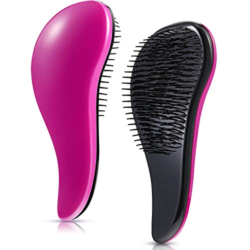 Cepillo de Pelo Desenredante sin Enredos para Mujeres, Niñas y Niños Tipos de Cabello Húmedo, Seco, Fino, Afro, Grueso, Ondulado, Rizado o Flaco (Rosa Rojo)